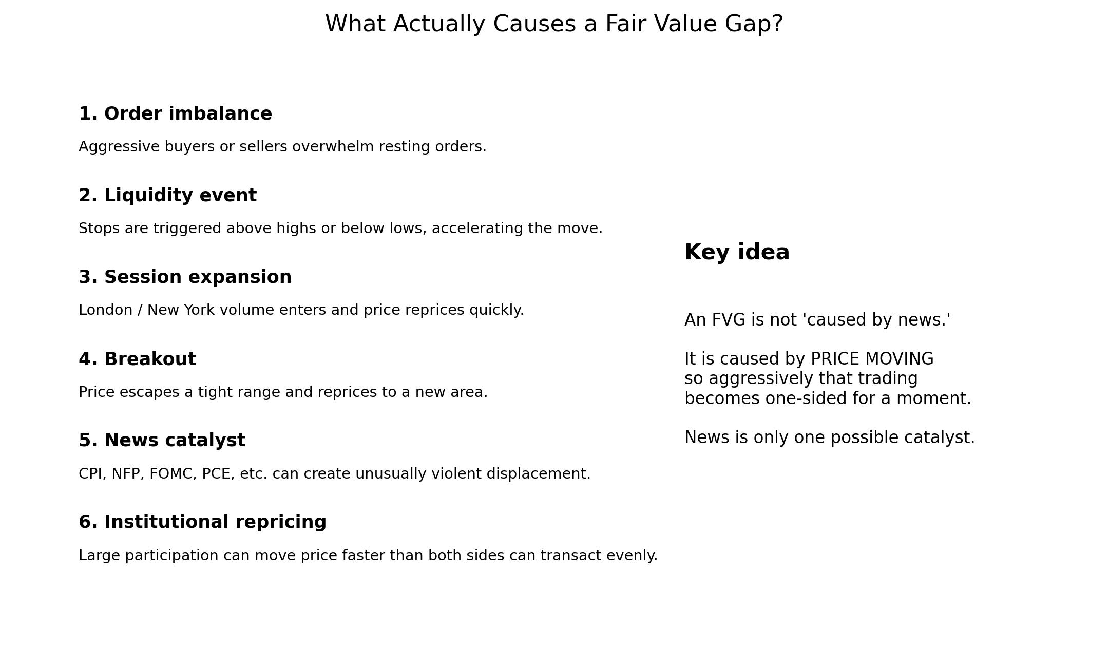 Main causes of Fair Value Gaps