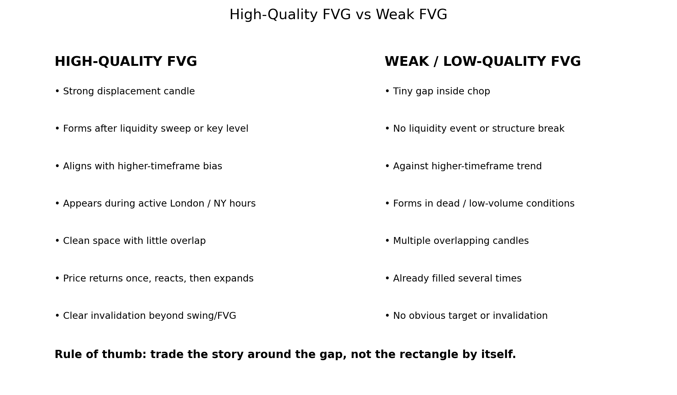 High-quality Fair Value Gap compared with weak Fair Value Gap