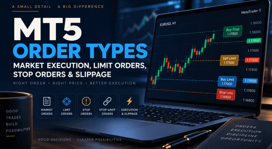 MetaTrader 5 Order Types Explained: Market Execution, Limit Orders, Stop Orders & Slippage